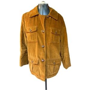 Vintage 70s wide-wale Corduroy campus/safari/barn jacket. Shearling lined SZ-MED